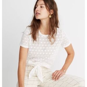 MADEWELL MODERN TIE-FRONT TEE IN GEO-EYELET